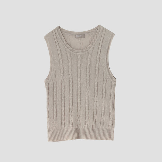 LINEN CABLE VEST KNIT