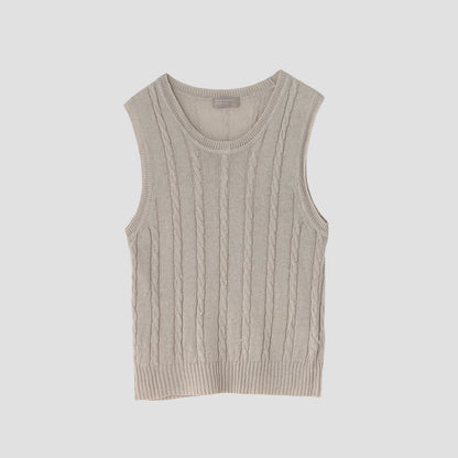 LINEN CABLE VEST KNIT