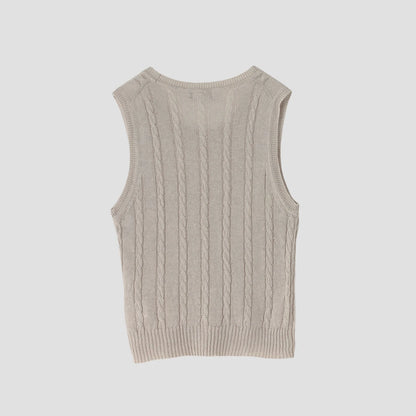 LINEN CABLE VEST KNIT