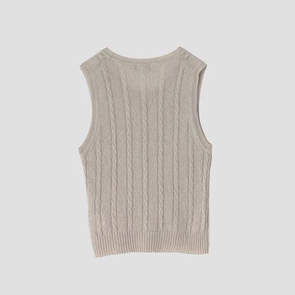 LINEN CABLE VEST KNIT