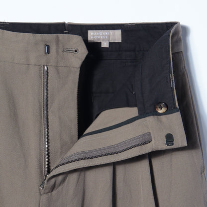 WOOL COTTON TWILL TROUSERS