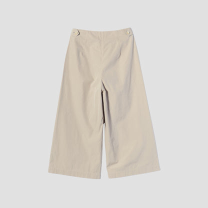 WASHED YARN DYE COTTON POPLIN TROUSERS