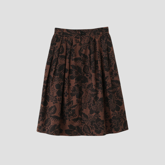 DAMASK COTTON LINEN TWILL SKIRT