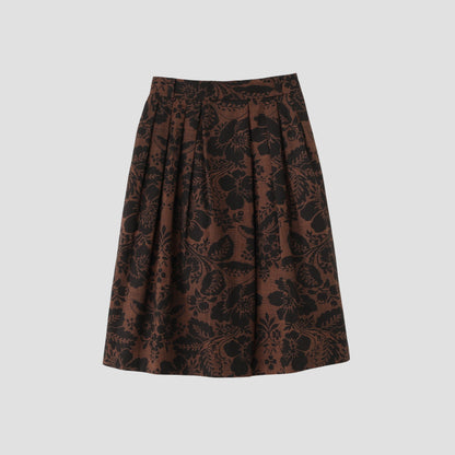 DAMASK COTTON LINEN TWILL SKIRT