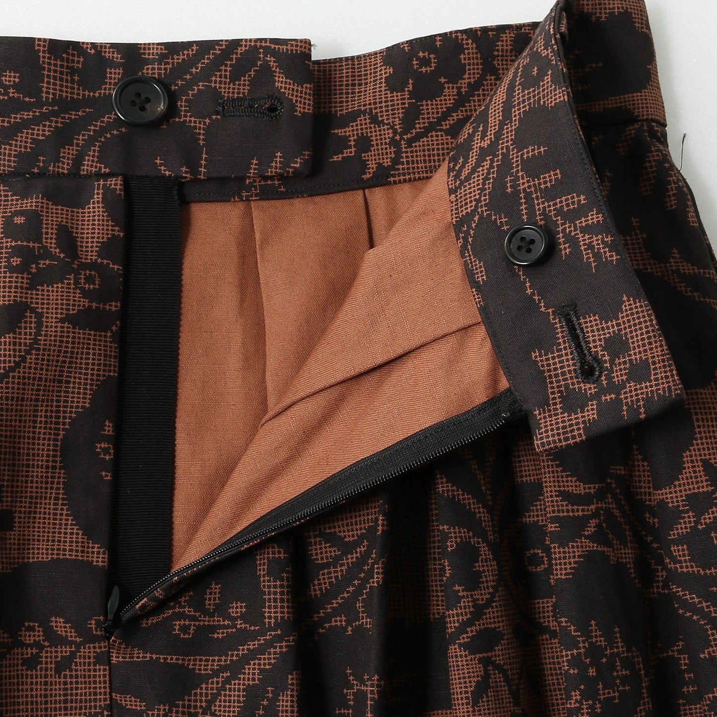 DAMASK COTTON LINEN TWILL SKIRT