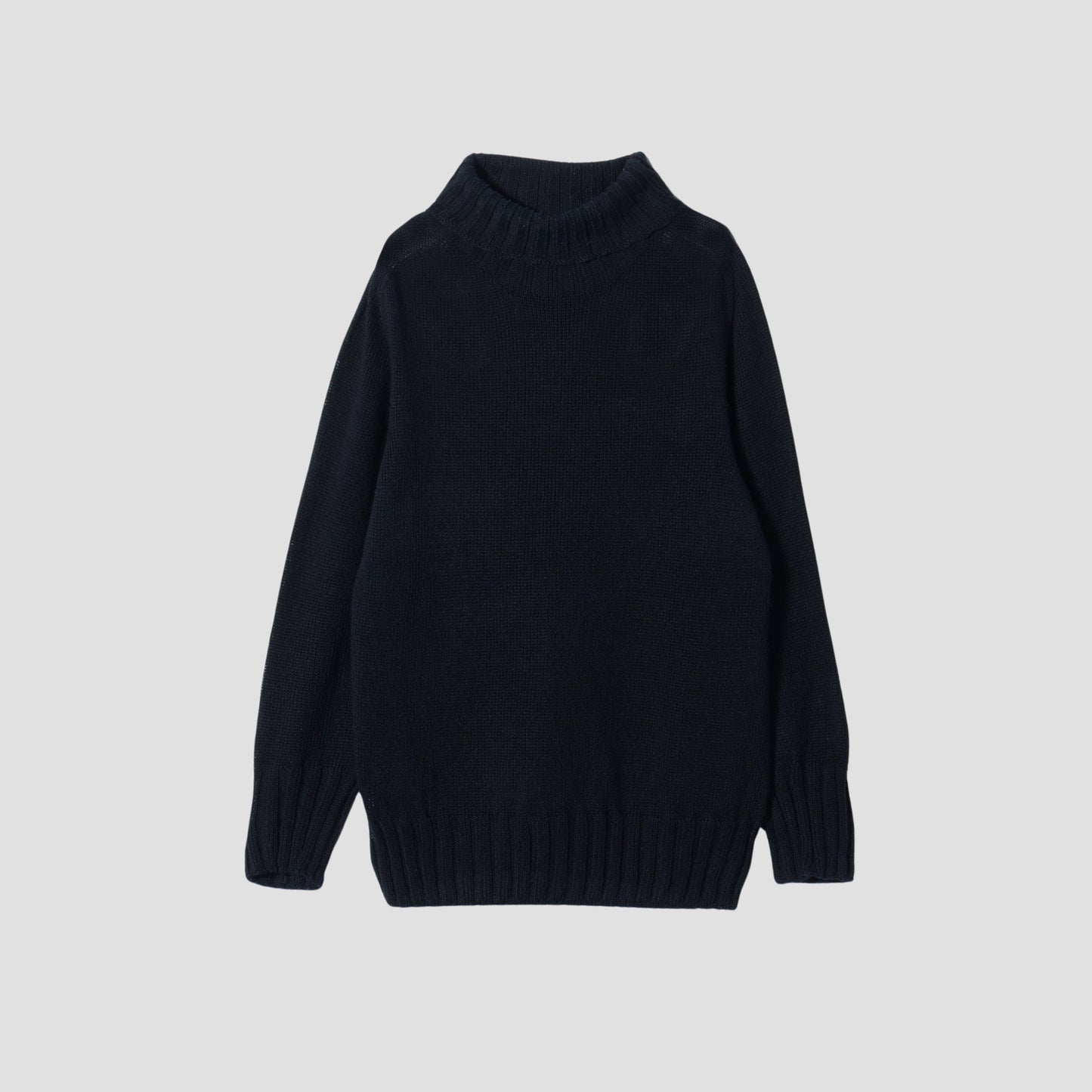 LINEN COTTON WIDE ROLL NECK KNIT