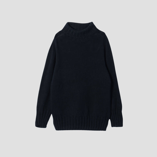 LINEN COTTON WIDE ROLL NECK KNIT