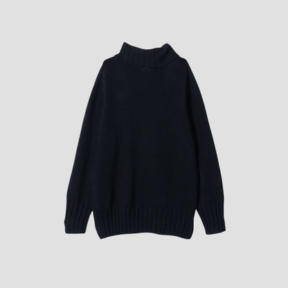 LINEN COTTON WIDE ROLL NECK KNIT
