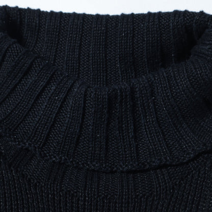 LINEN COTTON WIDE ROLL NECK KNIT