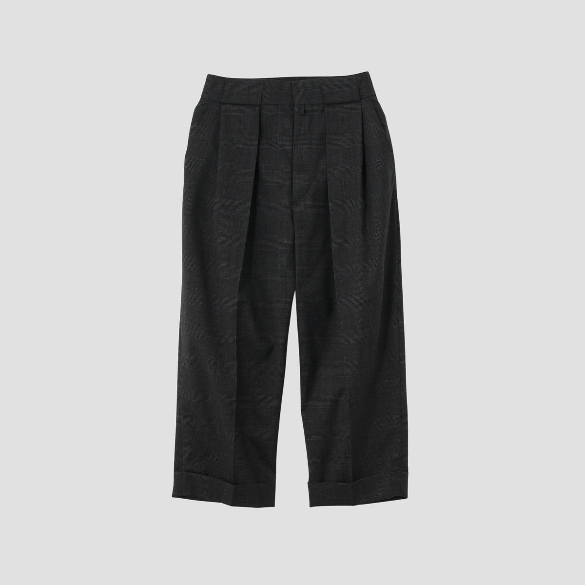 FINE GLEN CHECK WOOL TROUSERS