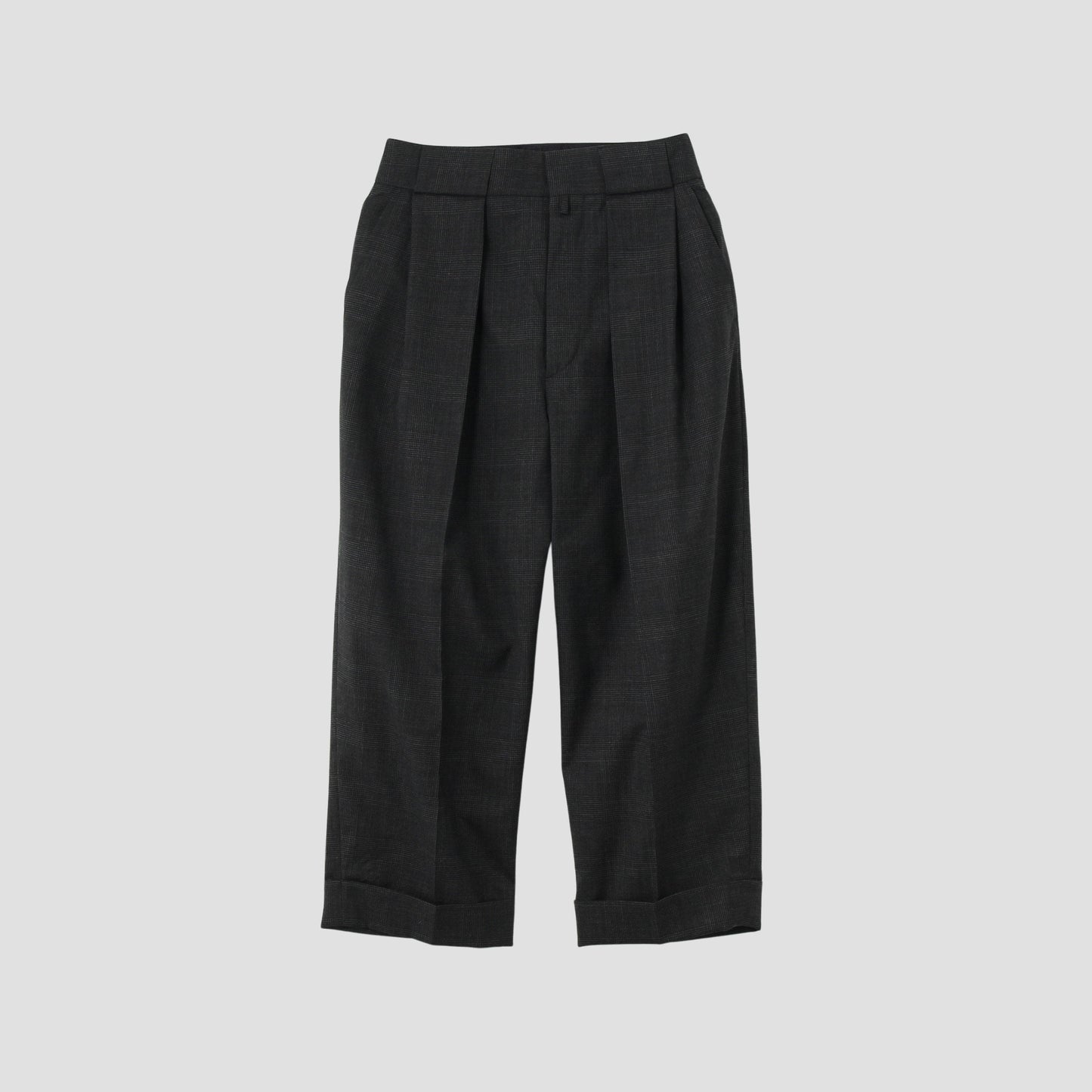 FINE GLEN CHECK WOOL TROUSERS