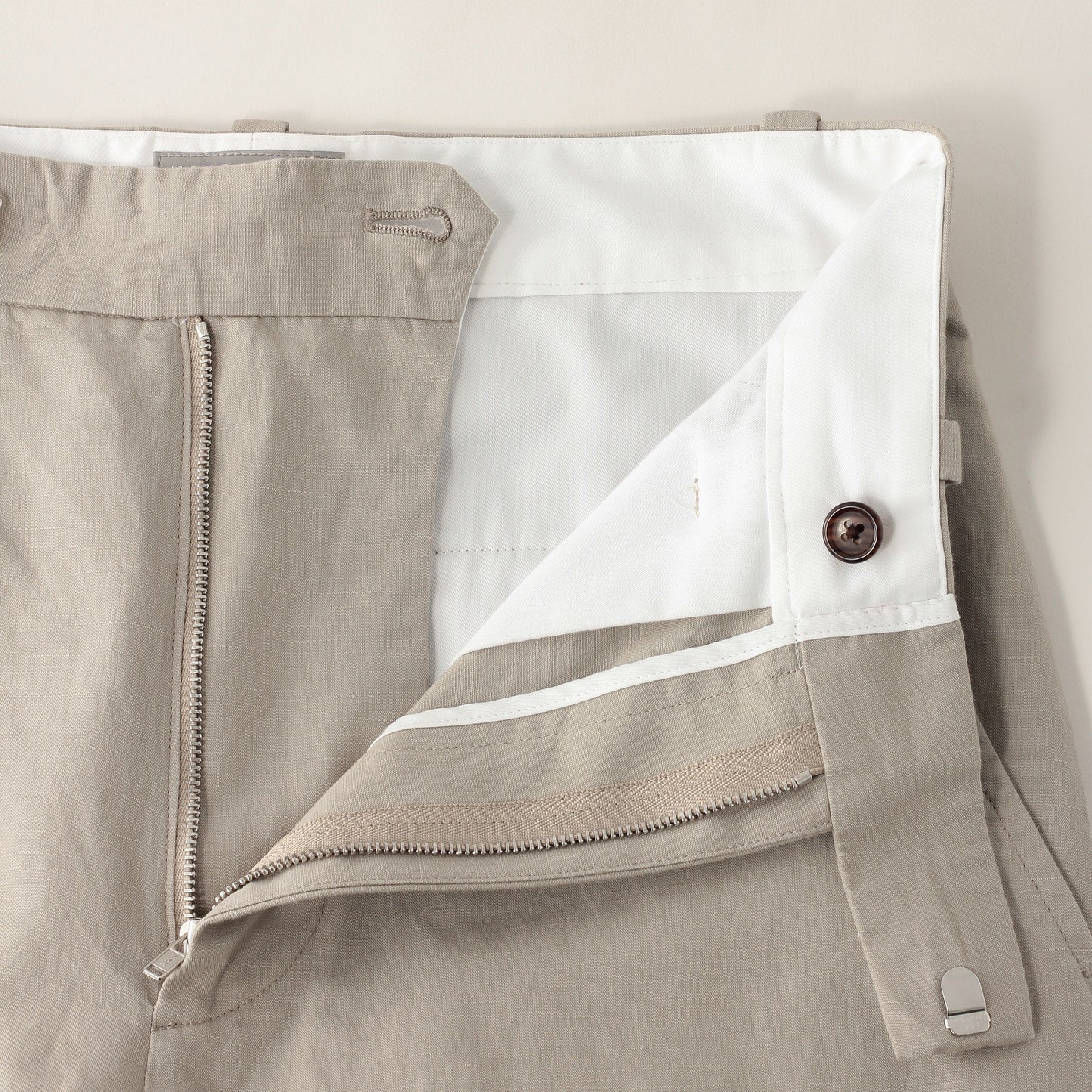 PLAIN WEAVE COTTON LINEN TROUSERS
