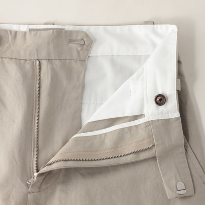 PLAIN WEAVE COTTON LINEN TROUSERS