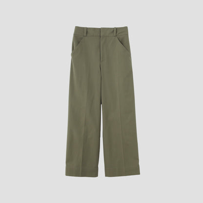 WOOL COTTON TWILL TROUSERS