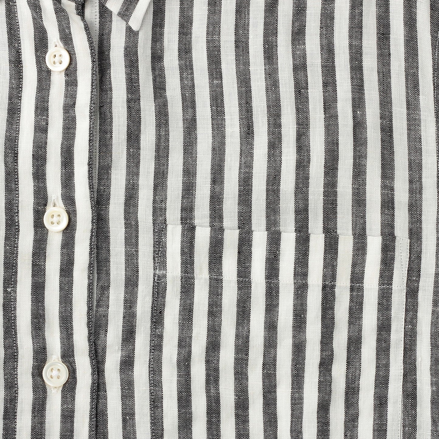 BLACK&WHITE SHIRTING LINEN DRESS