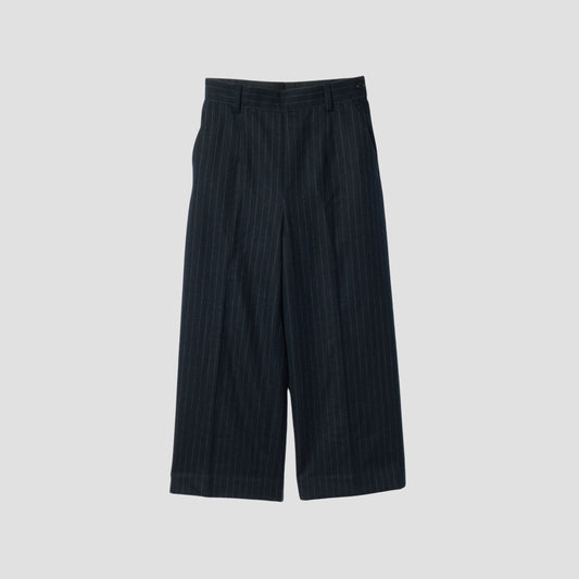 WORSTED WOOL PINSTRIPE TROUSERS