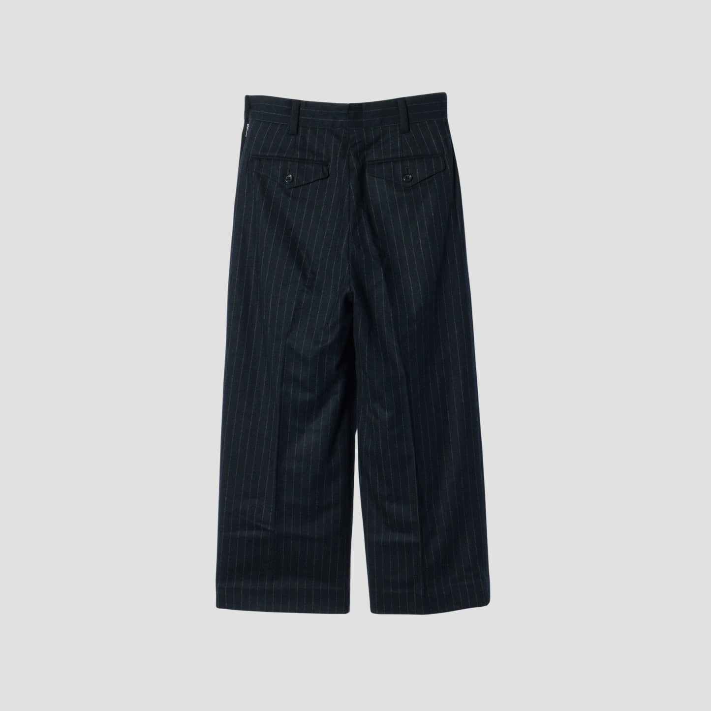 WORSTED WOOL PINSTRIPE TROUSERS