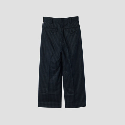 WORSTED WOOL PINSTRIPE TROUSERS