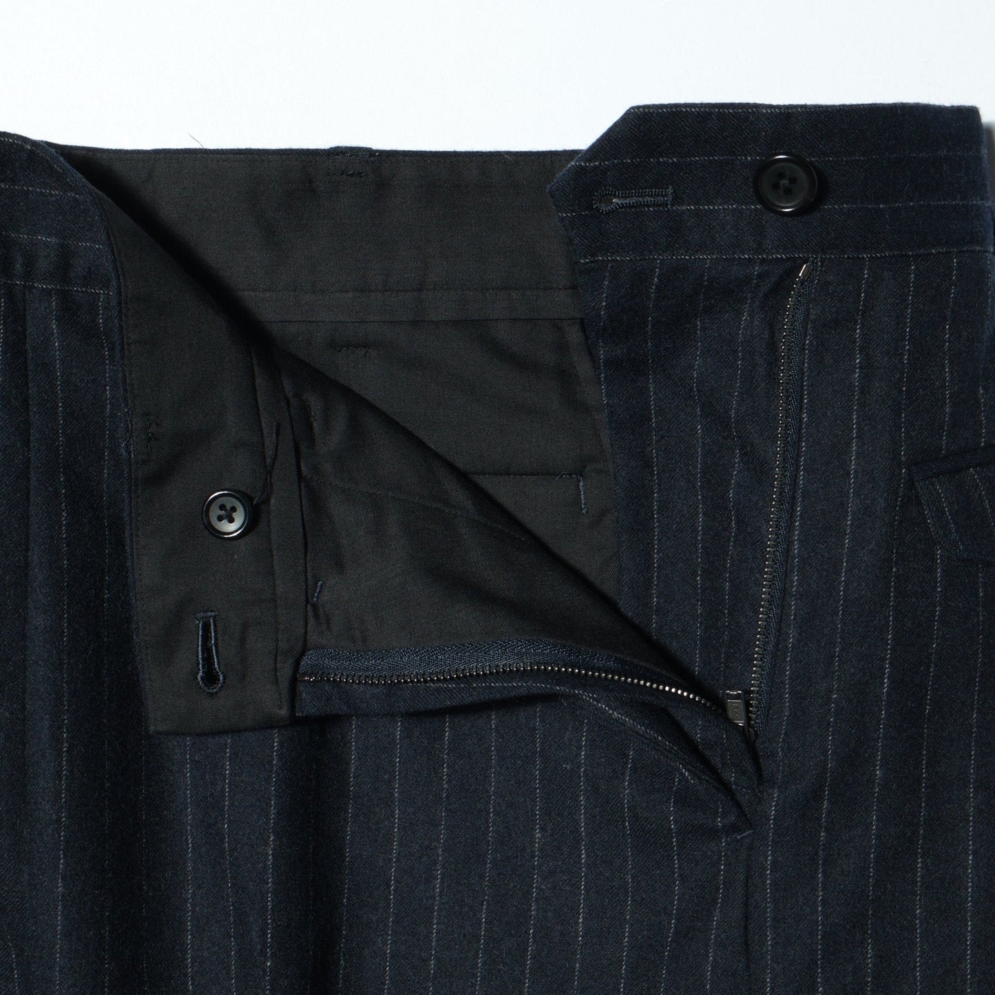 WORSTED WOOL PINSTRIPE TROUSERS