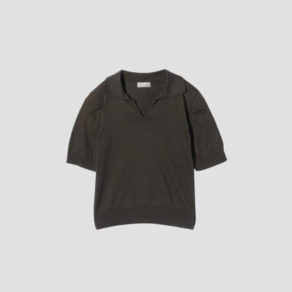 PLAIN OPEN COLLAR JUMPER KNIT