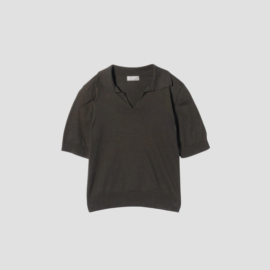 PLAIN OPEN COLLAR JUMPER KNIT