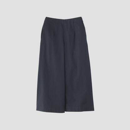 WASHED YARN DYE COTTON POPLIN TROUSERS