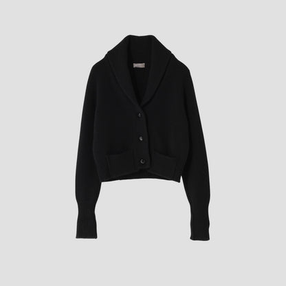 CROPPED SHAWL COLLAR CARDIGAN KNIT