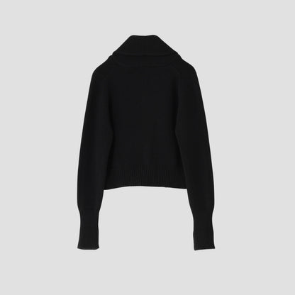 CROPPED SHAWL COLLAR CARDIGAN KNIT