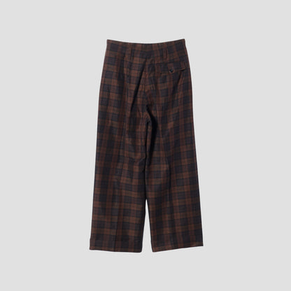 CHECK WOOL LINEN BLEND TROUSERS