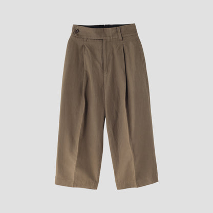 HIGH TWIST LINEN COTTON TWILL TROUSERS
