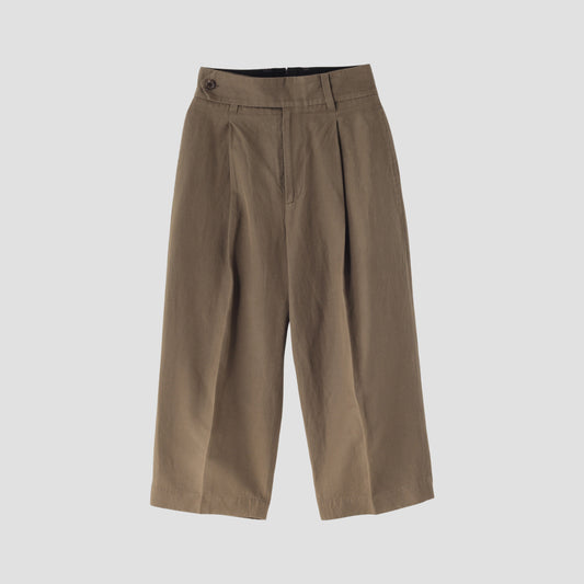 HIGH TWIST LINEN COTTON TWILL TROUSERS
