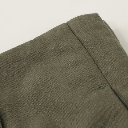 PLAIN WEAVE COTTON LINEN TROUSERS