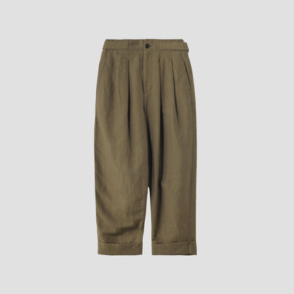 LINEN WOOL TWILL TROUSERS