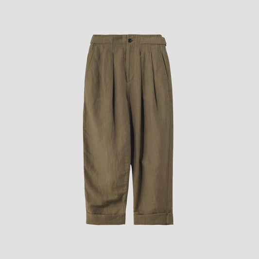 LINEN WOOL TWILL TROUSERS