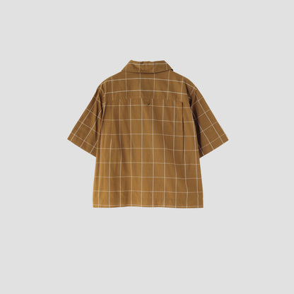 WINDOWPANE CHECK COTTON LINEN SHIRT