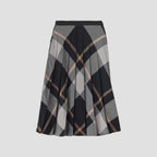 LARGE CHECK WOOL BLEND SKIRT