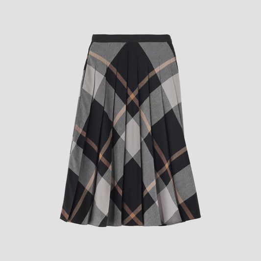 LARGE CHECK WOOL BLEND SKIRT
