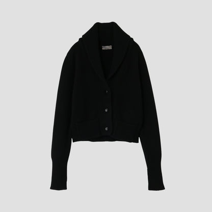 CROPPED SHAWL COLLAR CARDIGAN KNIT