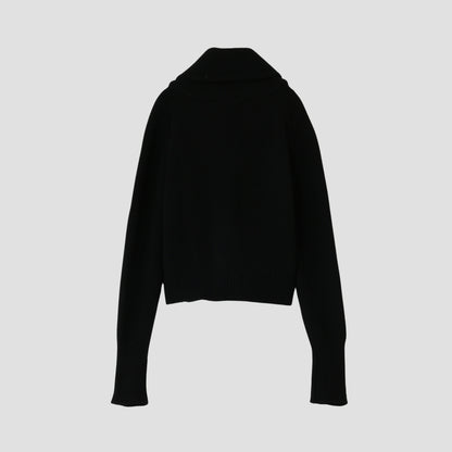 CROPPED SHAWL COLLAR CARDIGAN KNIT