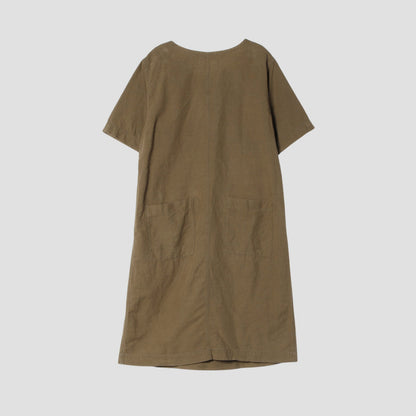 PLAIN COTTON LINEN DRESS