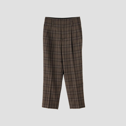 TONAL CHECK WOOL TROUSERS