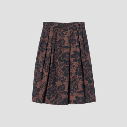 DAMASK COTTON LINEN TWILL SKIRT