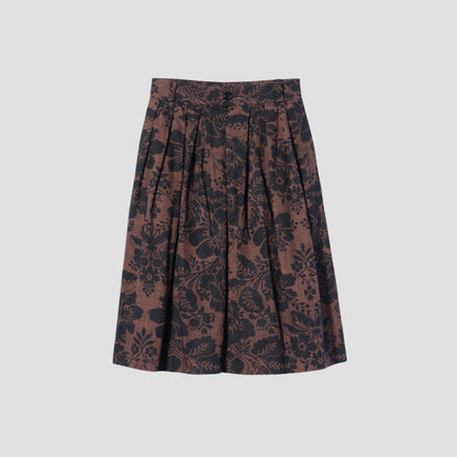 DAMASK COTTON LINEN TWILL SKIRT