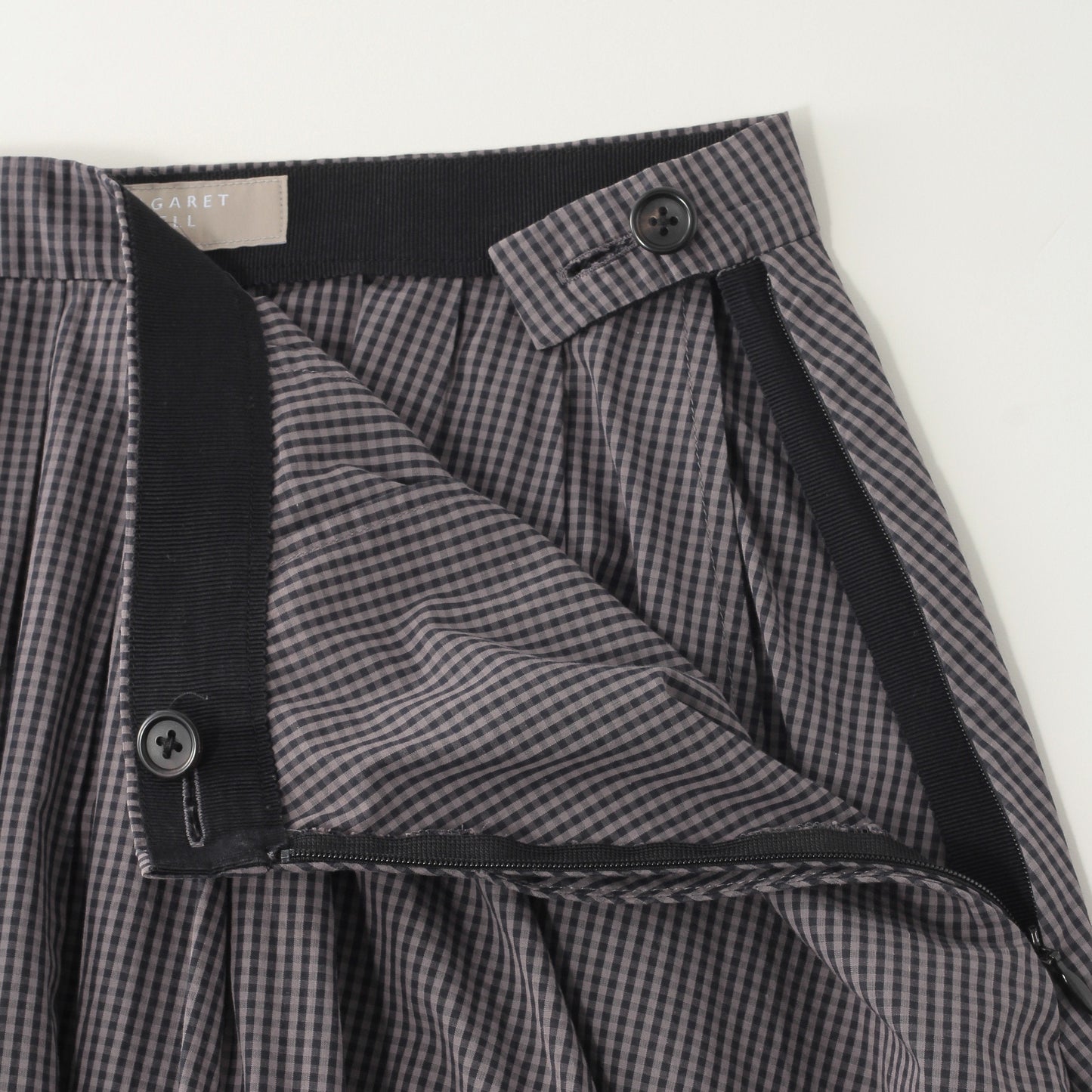 WASHED COTTON GINGHAM SKIRT