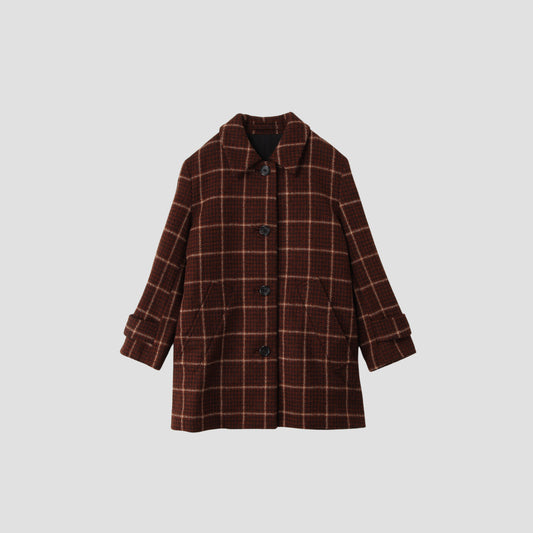 HOUNDSTOOTH CHECK WOOL COAT