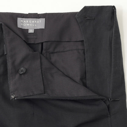 PLAIN WEAVE COTTON LINEN TROUSERS