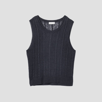 LINEN CABLE VEST KNIT