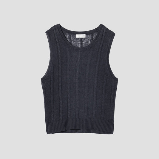LINEN CABLE VEST KNIT