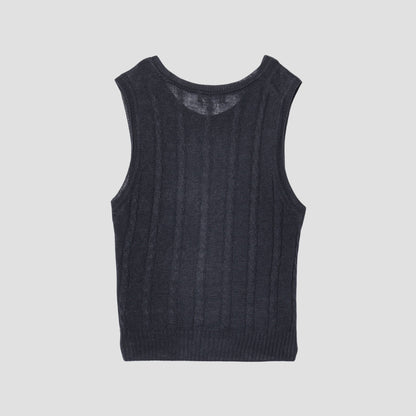 LINEN CABLE VEST KNIT
