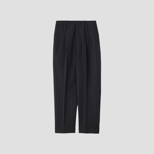 WIDE PINSTRIPE WOOL TROUSERS